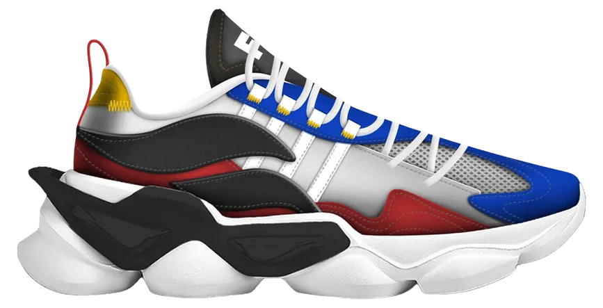 CMF render, red, white and blue chunky runner
