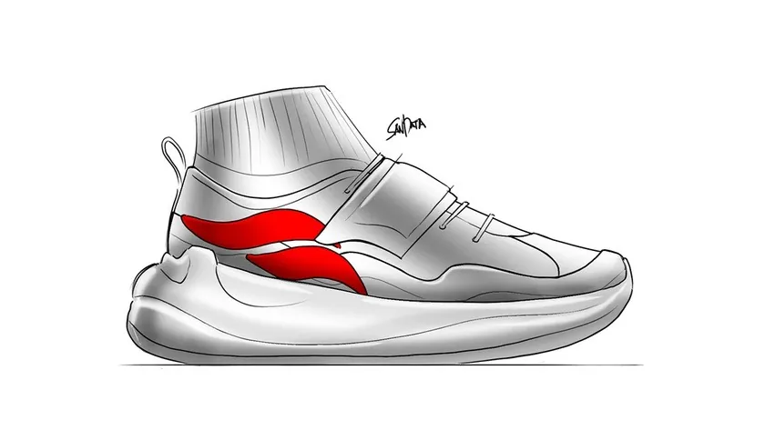 Sketch with red accent